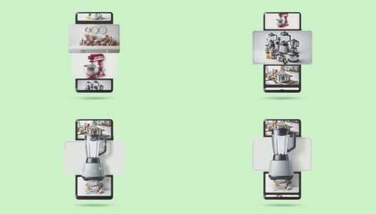 从手机里出来的厨房电器和电器产品。电子商高清在线视频素材下载