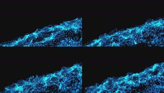 3D抽象数字技术在黑色背景上动画蓝光粒子高清在线视频素材下载