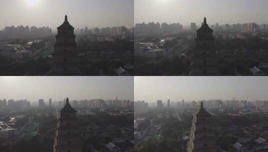 航拍视角下的西安大雁塔全景高清在线视频素材下载