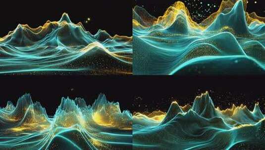 4K动态特效波浪形山脉景观高清在线视频素材下载