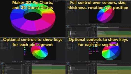 3D彩色圆饼图统计图表数据分析AE模版高清AE视频素材下载