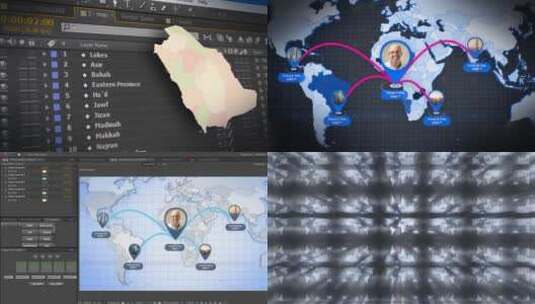 沙特阿拉伯地图创意头像路线展示AE模板高清AE视频素材下载
