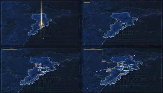 4k青岛地图铁路网高速公路AE模板高清AE视频素材下载