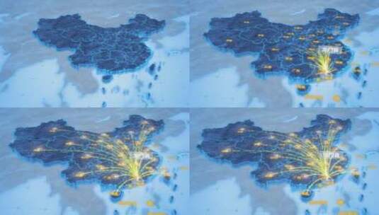 惠州市龙门县辐射全国网络地图高清AE视频素材下载