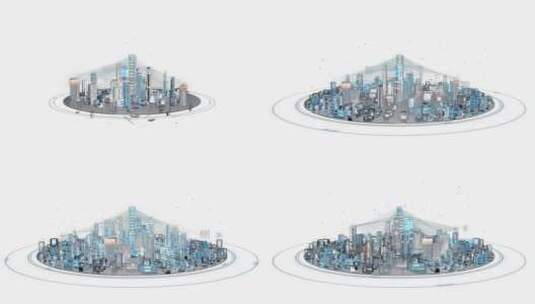 原创智慧玻璃城市生长视频-透明通道高清在线视频素材下载