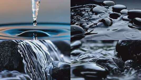 禅意质感水流高清在线视频素材下载