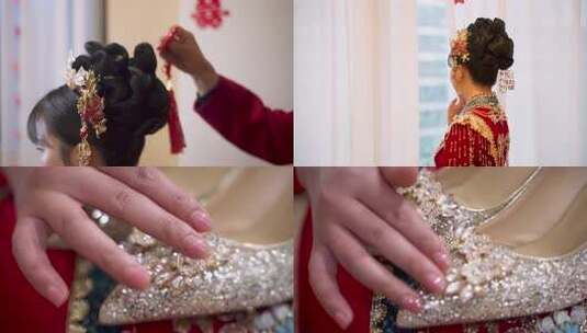 中式新娘窗边背影高清在线视频素材下载