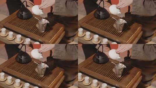 茶艺师倒茶特写高清在线视频素材下载