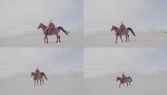 男人在穆斯林沙漠骑马高清在线视频素材下载