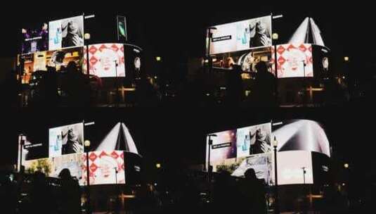 夜晚伦敦街头的广告显示屏高清在线视频素材下载