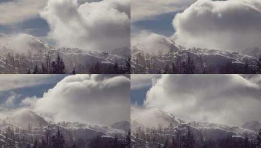风在白雪皑皑的山峦中呼啸高清在线视频素材下载