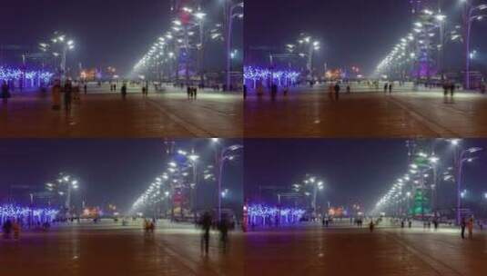 中国北京步行街奥林匹克公园延时高清在线视频素材下载