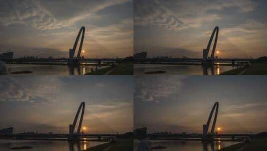 西安 欧亚大桥 彩虹桥 灞河 日落 延时高清在线视频素材下载