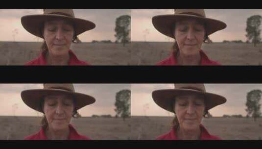 农场中带牛仔帽的女人高清在线视频素材下载