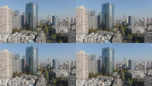 航拍南京城市建设高楼大厦高清在线视频素材下载