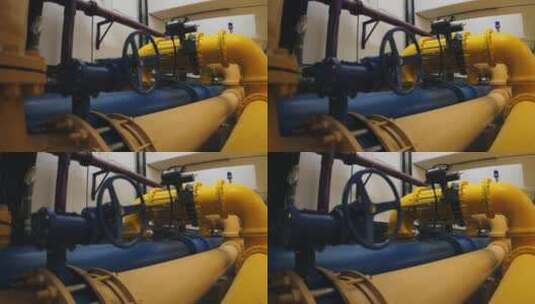 工业管道和阀门的特写镜头高清在线视频素材下载