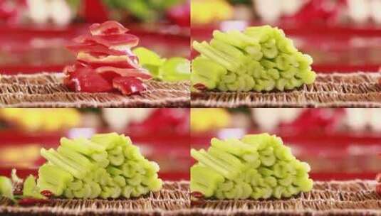 配菜蔬菜时蔬红椒芹菜高清在线视频素材下载