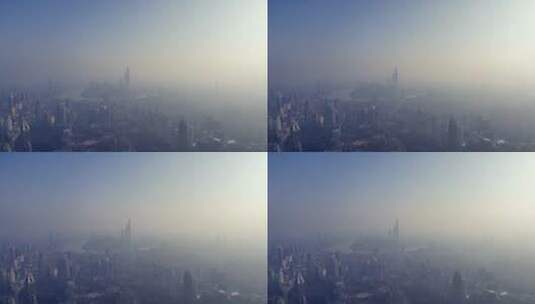 上海浦西清晨航拍风光高清在线视频素材下载