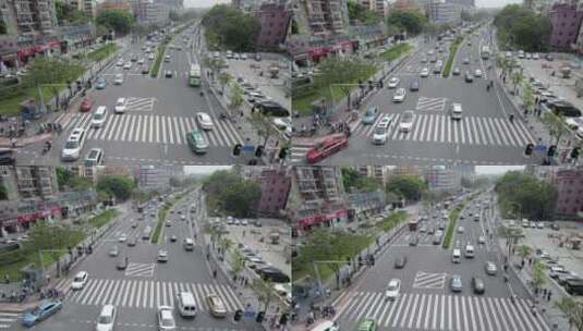 2022广州交通斑马线十字路口行人高清在线视频素材下载