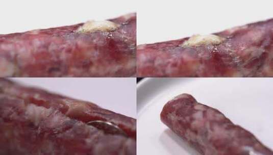 【镜头合集】微距解剖香肠肉质腊肠熏肉高清在线视频素材下载