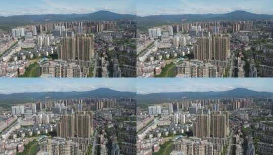 航拍湖南湘西城市风光城市发展高清在线视频素材下载