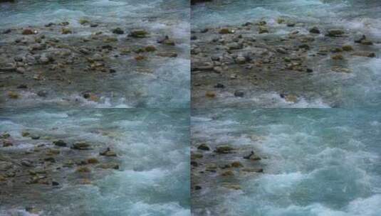 溪水视频蓝色清澈的冰雪山泉水小溪高清在线视频素材下载