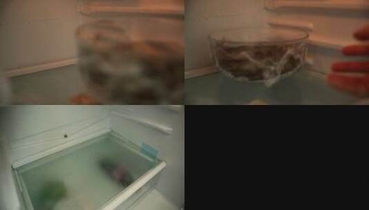 【镜头合集】保鲜膜包裹酱菜咸菜放入冰箱高清在线视频素材下载