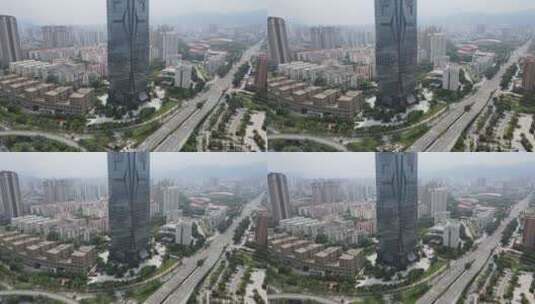 福建莆田城市建筑地标高楼航拍高清在线视频素材下载