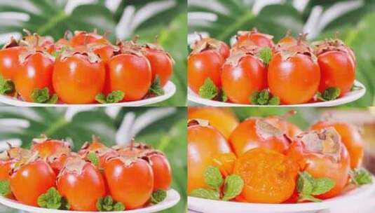 新鲜火晶柿子高清在线视频素材下载