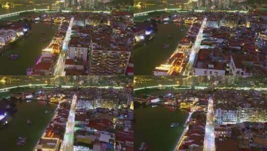 航拍厦门沙坡尾城市夜景高清在线视频素材下载