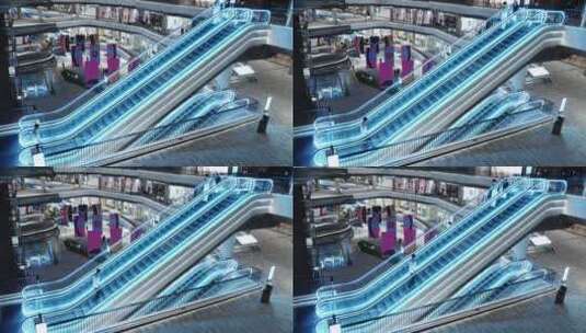 城市商场室外扶梯高清在线视频素材下载