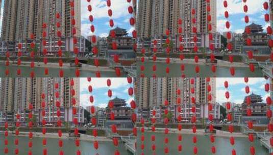 4K红灯笼装饰—喜庆红色灯笼—传统节日高清在线视频素材下载