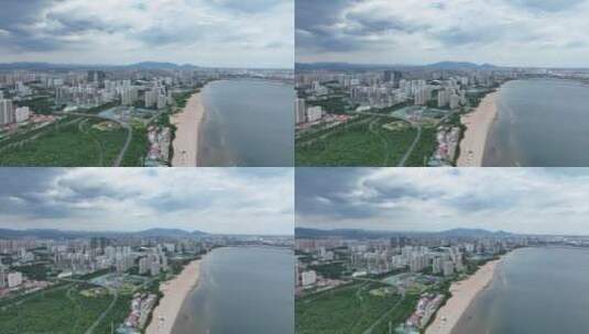 4K航拍沿海城市风光高清在线视频素材下载