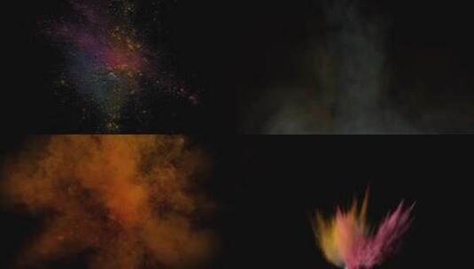 实拍彩色爆炸粉尘粉末合集高清在线视频素材下载