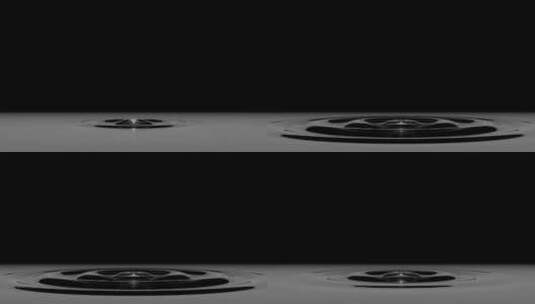黑夜水滴滴在水面形成涟漪创意3D素材高清在线视频素材下载