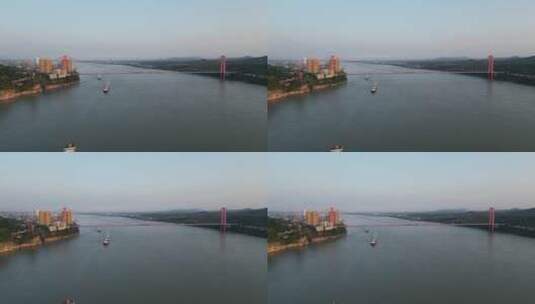 城市航拍湖北宜昌长江公路大桥高清在线视频素材下载