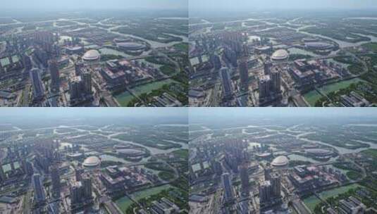 绍兴奥林匹克体育中心与商业广场全景高清在线视频素材下载