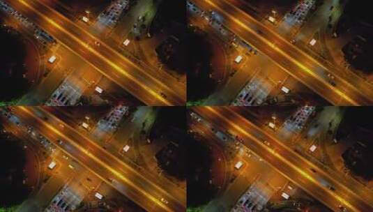 城市夜晚路口交通景观高清在线视频素材下载