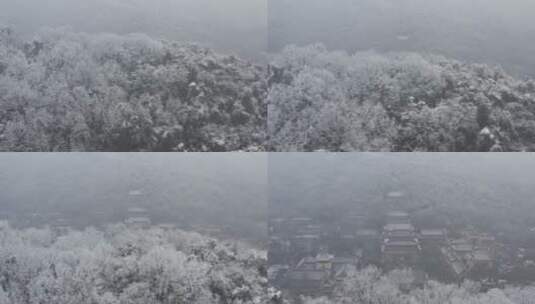 杭州灵隐雪下雪航拍高清在线视频素材下载