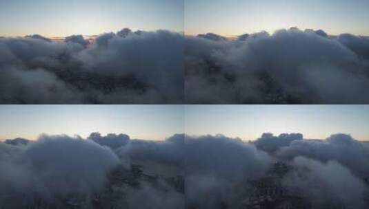 航拍平移威海高新区城市上空的云高清在线视频素材下载