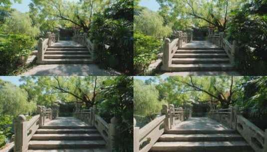 广西柳州柳侯祠公园中式庭院古桥高清在线视频素材下载