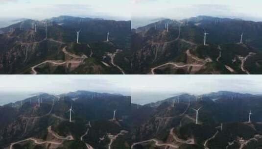 福建省福州市连江县奇达村风力发电机航拍高清在线视频素材下载