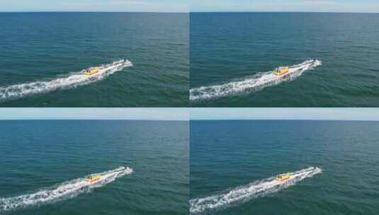 三亚海上娱乐香蕉船4K航拍高清在线视频素材下载