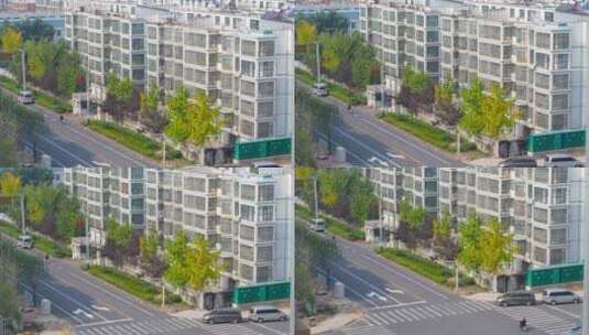 北方小县城的十字路口高清在线视频素材下载