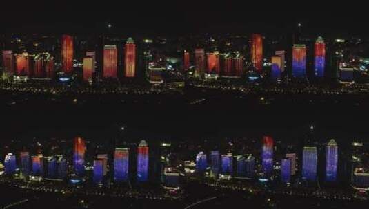 航拍海南城市夜景高清在线视频素材下载