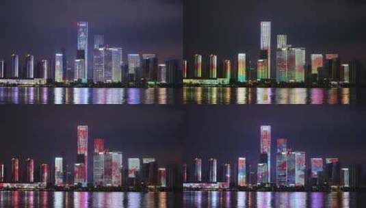 湖南金融中心灯光秀-湘江城市夜景高清在线视频素材下载