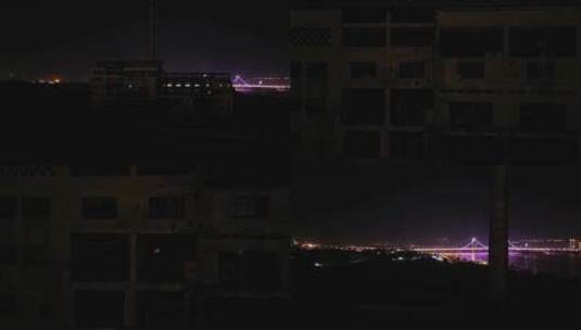 废弃工厂夜景航拍高清在线视频素材下载