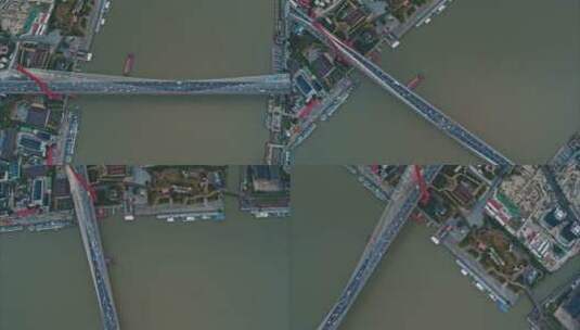 航拍上海杨浦大桥日落车流高清在线视频素材下载
