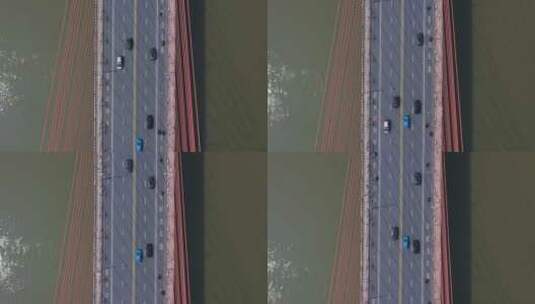 航拍车辆在八一大桥上行驶高清在线视频素材下载