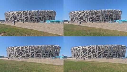 北京鸟巢北京奥运博物馆大范围延时摄影高清在线视频素材下载